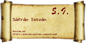 Sáfrán István névjegykártya